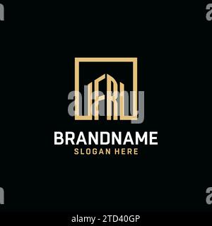 FR initial monogram logo design with square shape design inspiration Stock Vector