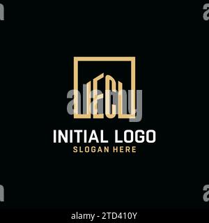 EC initial monogram logo design with square shape design inspiration Stock Vector