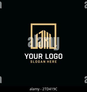 JK initial monogram logo design with square shape design inspiration Stock Vector