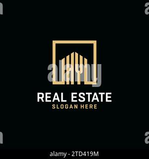 HY initial monogram logo design with square shape design inspiration Stock Vector
