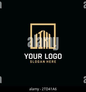 IK initial monogram logo design with square shape design inspiration Stock Vector
