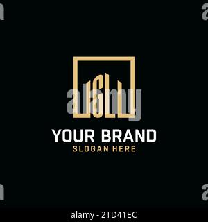 GL initial monogram logo design with square shape design inspiration Stock Vector