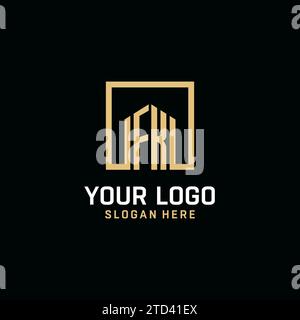 FK initial monogram logo design with square shape design inspiration Stock Vector