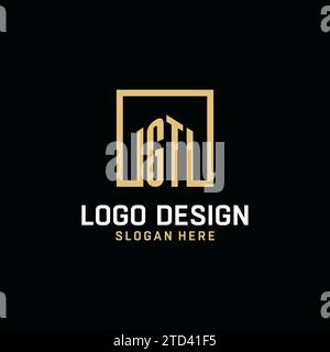 GT initial monogram logo design with square shape design inspiration Stock Vector
