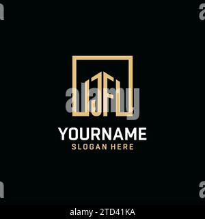 JF initial monogram logo design with square shape design inspiration Stock Vector