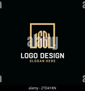 GG initial monogram logo design with square shape design inspiration Stock Vector