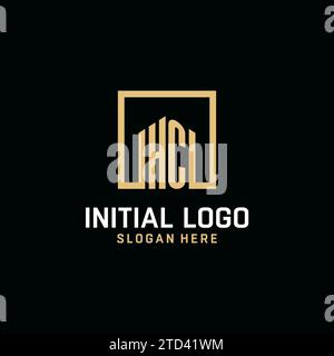 HC initial monogram logo design with square shape design inspiration Stock Vector