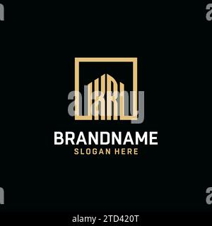 KR initial monogram logo design with square shape design inspiration Stock Vector