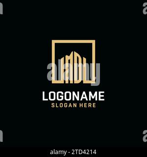 MD initial monogram logo design with square shape design inspiration Stock Vector