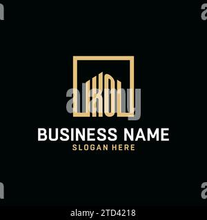 KO initial monogram logo design with square shape design inspiration Stock Vector
