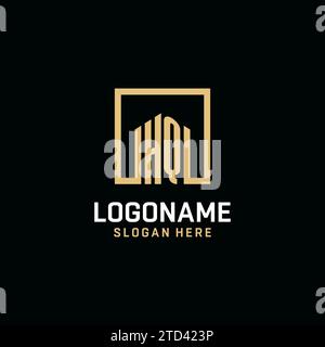 HQ initial monogram logo design with square shape design inspiration Stock Vector