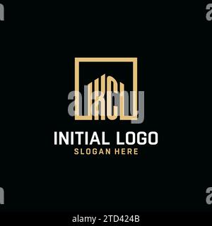 KC initial monogram logo design with square shape design inspiration Stock Vector