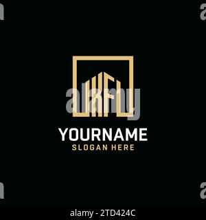 KF initial monogram logo design with square shape design inspiration Stock Vector