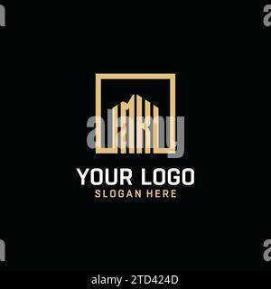 MK initial monogram logo design with square shape design inspiration Stock Vector