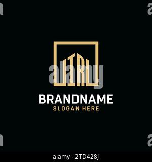 IR initial monogram logo design with square shape design inspiration Stock Vector