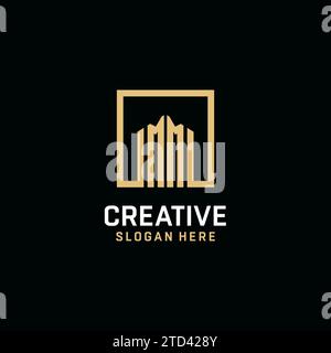 MM initial monogram logo design with square shape design inspiration Stock Vector