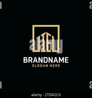 IE initial monogram logo design with square shape design inspiration Stock Vector