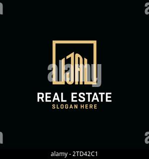 JA initial monogram logo design with square shape design inspiration Stock Vector