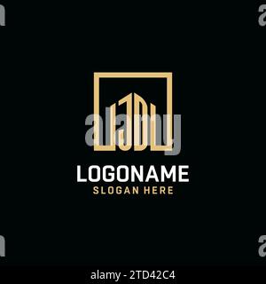 JD initial monogram logo design with square shape design inspiration Stock Vector