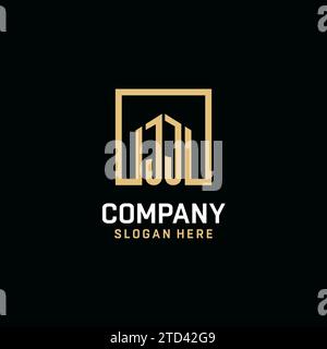 JJ initial monogram logo design with square shape design inspiration Stock Vector