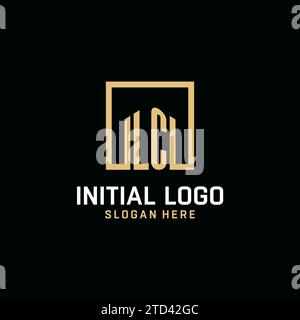 LC initial monogram logo design with square shape design inspiration Stock Vector