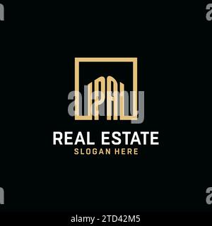 PA initial monogram logo design with square shape design inspiration Stock Vector