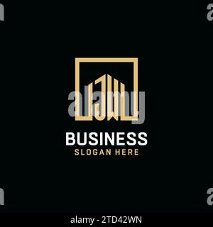 JW initial monogram logo design with square shape design inspiration Stock Vector