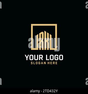 RK initial monogram logo design with square shape design inspiration Stock Vector
