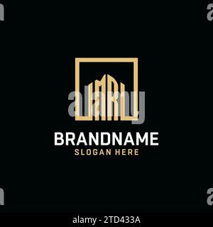 MR initial monogram logo design with square shape design inspiration Stock Vector