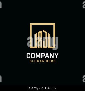 RJ initial monogram logo design with square shape design inspiration Stock Vector