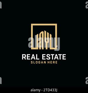 NY initial monogram logo design with square shape design inspiration Stock Vector