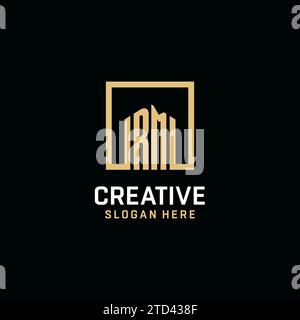 RM initial monogram logo design with square shape design inspiration Stock Vector
