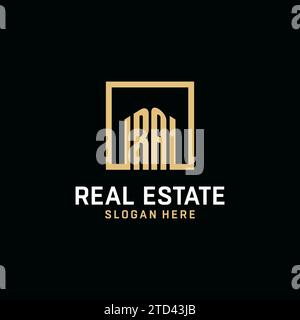 RA initial monogram logo design with square shape design inspiration Stock Vector
