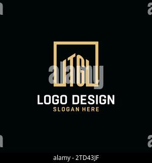 TG initial monogram logo design with square shape design inspiration Stock Vector