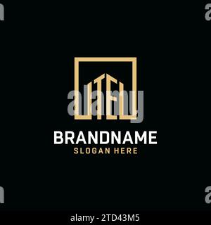 TE initial monogram logo design with square shape design inspiration Stock Vector