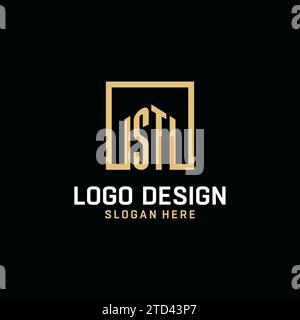 ST initial monogram logo design with square shape design inspiration Stock Vector