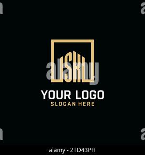 SK initial monogram logo design with square shape design inspiration Stock Vector