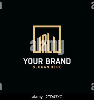 RL initial monogram logo design with square shape design inspiration Stock Vector