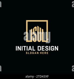 SU initial monogram logo design with square shape design inspiration Stock Vector