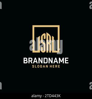 SR initial monogram logo design with square shape design inspiration Stock Vector