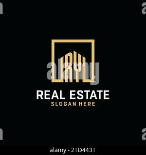 RY initial monogram logo design with square shape design inspiration Stock Vector
