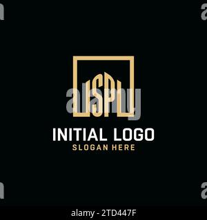 SP initial monogram logo design with square shape design inspiration Stock Vector