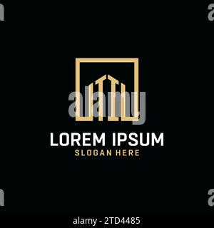 TI initial monogram logo design with square shape design inspiration Stock Vector