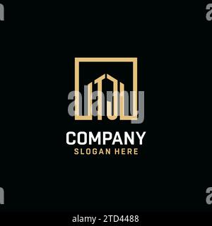 TJ initial monogram logo design with square shape design inspiration Stock Vector