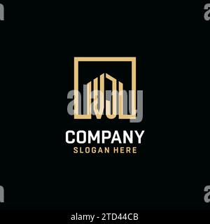 VJ initial monogram logo design with square shape design inspiration Stock Vector