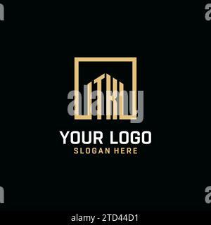 TK initial monogram logo design with square shape design inspiration Stock Vector