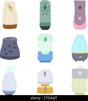 automatic air freshener set cartoon vector illustration Stock Vector