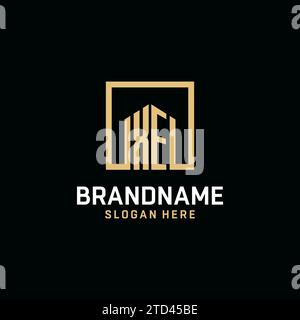 XE initial monogram logo design with square shape design inspiration Stock Vector