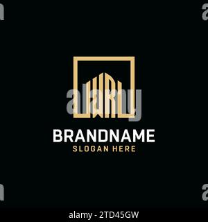 WR initial monogram logo design with square shape design inspiration Stock Vector