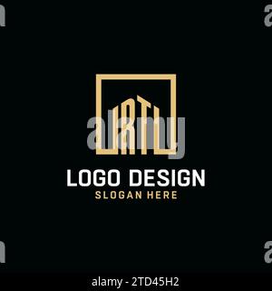 RT initial monogram logo design with square shape design inspiration Stock Vector